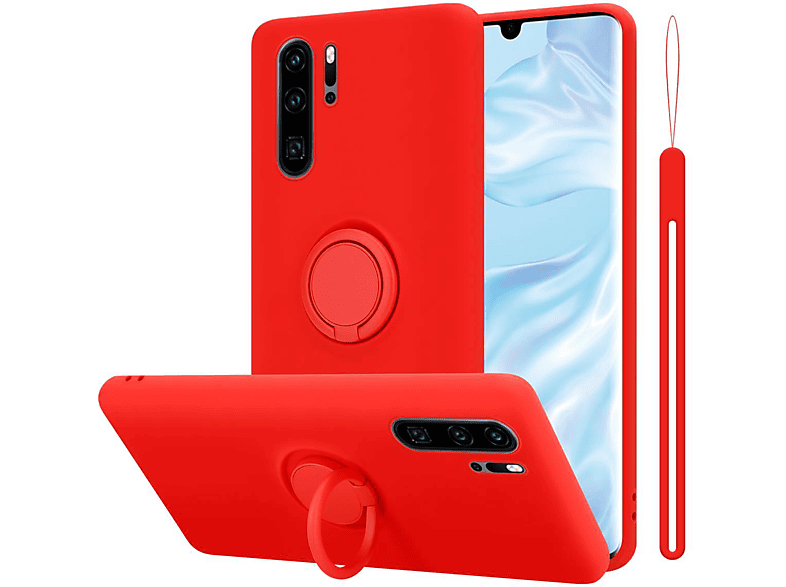 im Huawei, Style, Liquid Backcover, Hülle ROT Case LIQUID Ring PRO, Silicone CADORABO P30