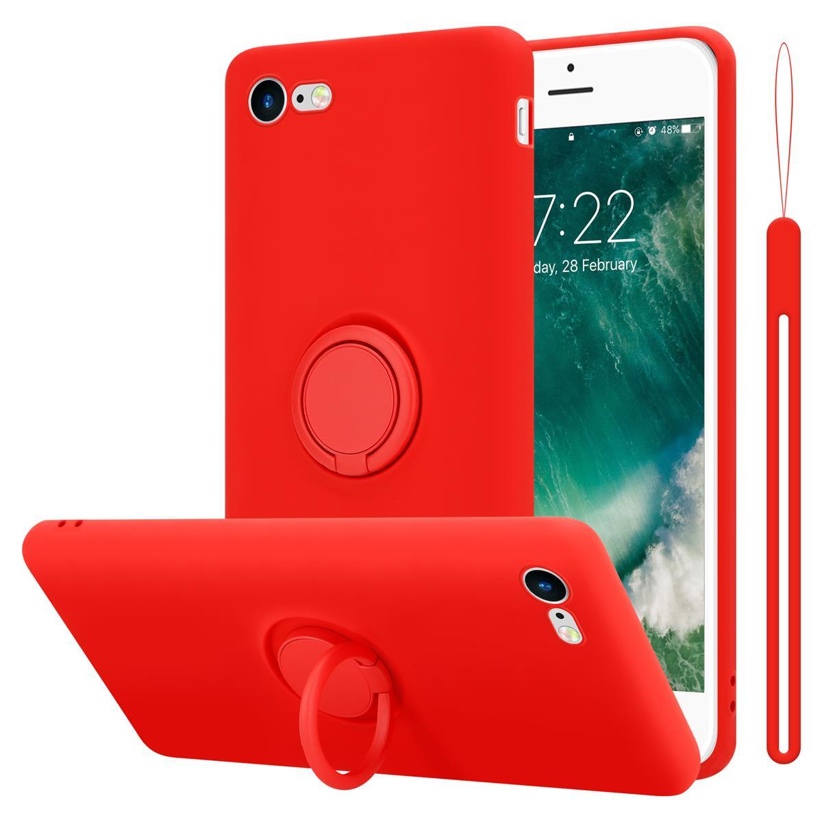 CADORABO Hülle im Silicone Backcover, 2020, / Style, Apple, Case 7S / 8 ROT SE 7 Liquid Ring iPhone LIQUID 