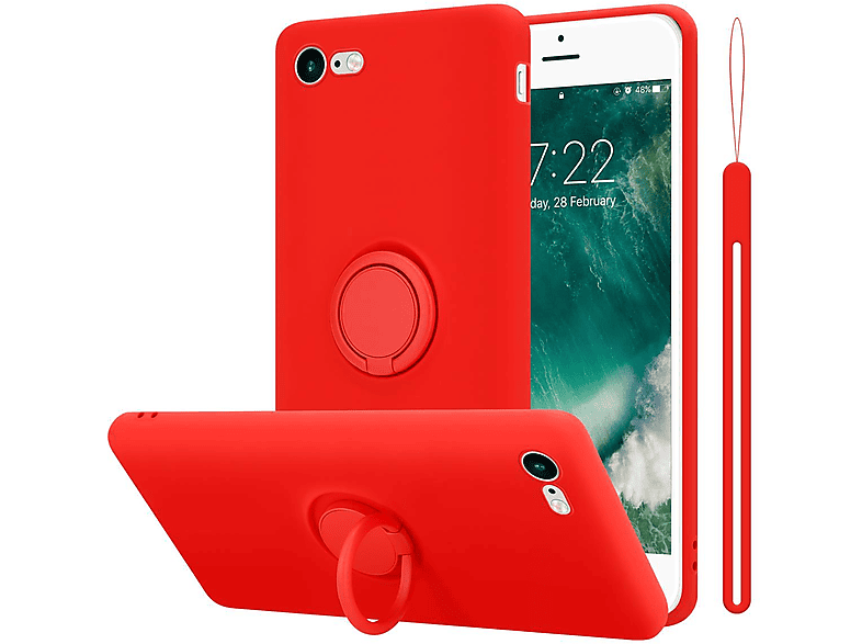 CADORABO Hülle im Liquid Ring Silicone Case Style, Backcover, Apple, iPhone 7 / 7S / 8 / SE 2020, LIQUID ROT