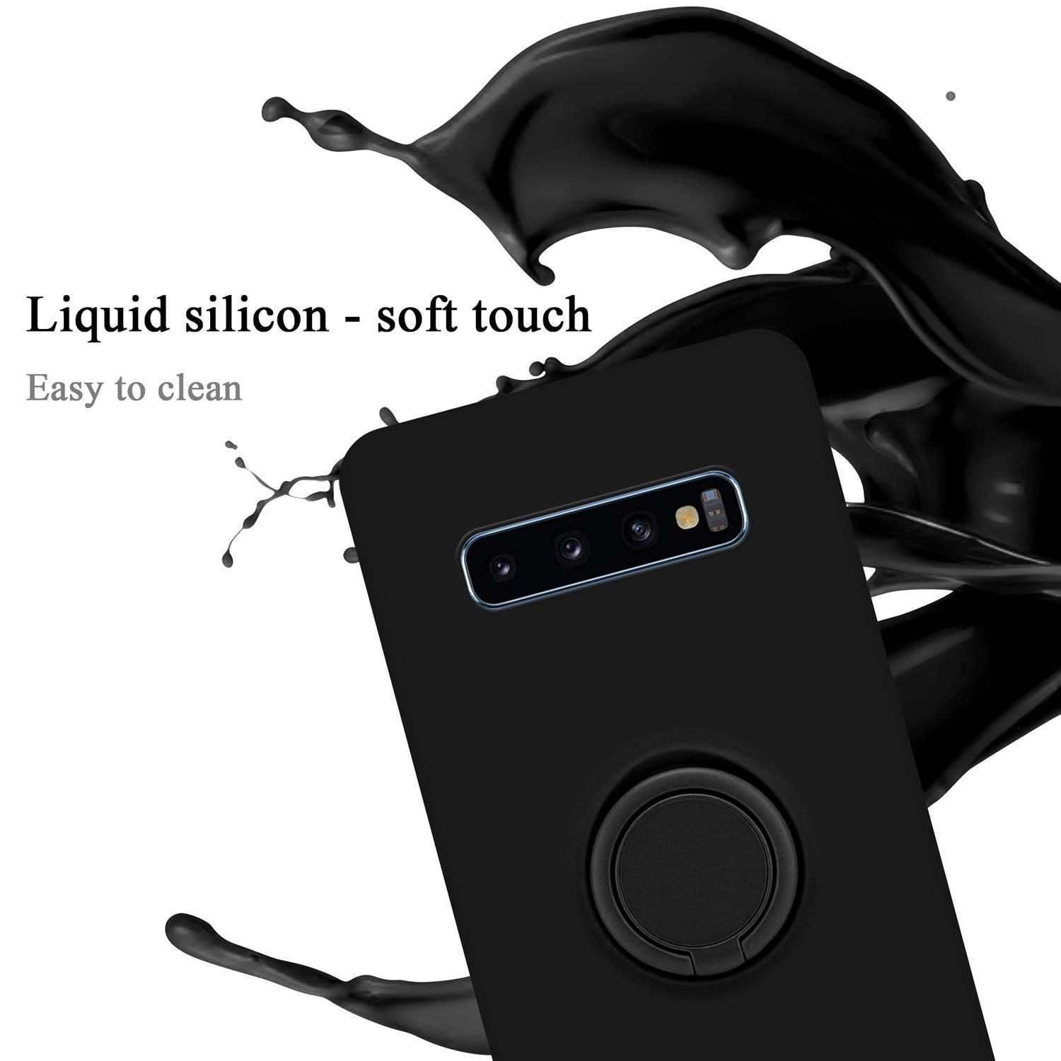 SCHWARZ 4G, Ring Case CADORABO Galaxy Samsung, im Liquid Style, Silicone Hülle LIQUID Backcover, S10