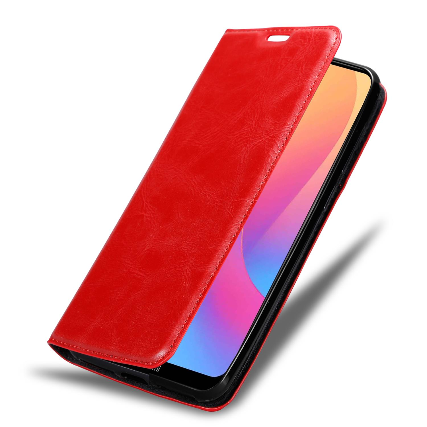Eine rote Handyhülle, der Telefonbildschirm ist sichtbar.