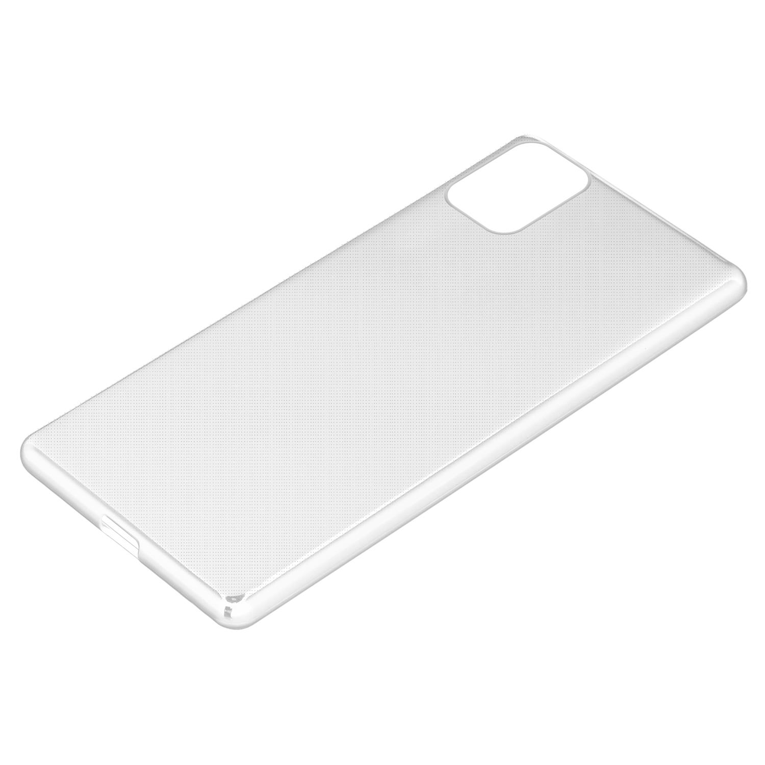 Handyhüllen-Umriss. Weiß, leicht transparent. Zeigt Kamera und Telefonform.