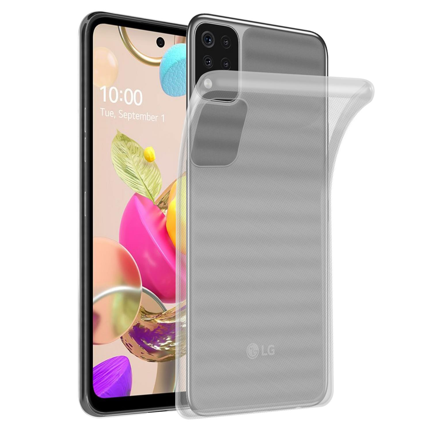 Ein Telefon mit einer durchsichtigen Hülle. Das Telefon zeigt Uhrzeit und Datum. Die Hülle bedeckt das Telefon teilweise.