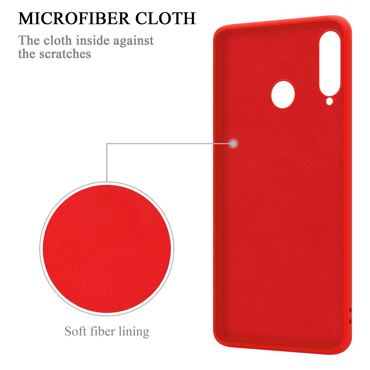 Custodia rossa con fodera in fibra morbida. Testo: 'MICROFIBER CLOTH'. Testo: 'Soft fiber lining'.