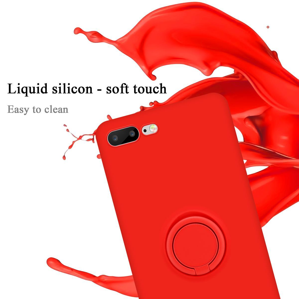 Liquid 8 LIQUID PLUS Silicone Style, / PLUS im Backcover, 7 Case Ring / iPhone CADORABO Apple, Hülle 7S PLUS, ROT