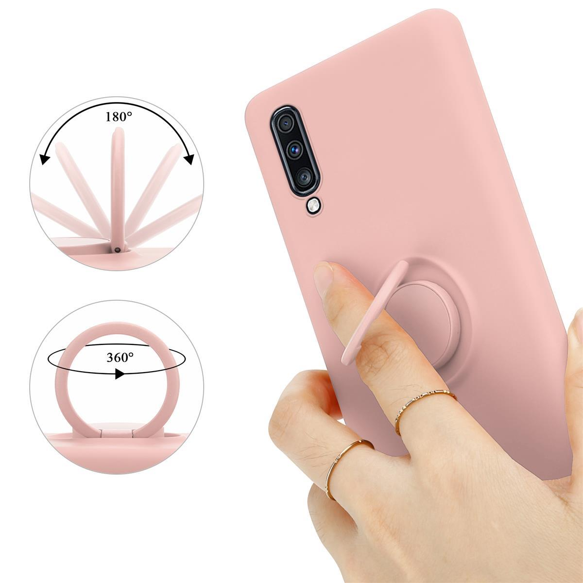 Case Samsung, Silicone Style, A70 Ring Galaxy Backcover, / Hülle im LIQUID A70s, CADORABO Liquid PINK