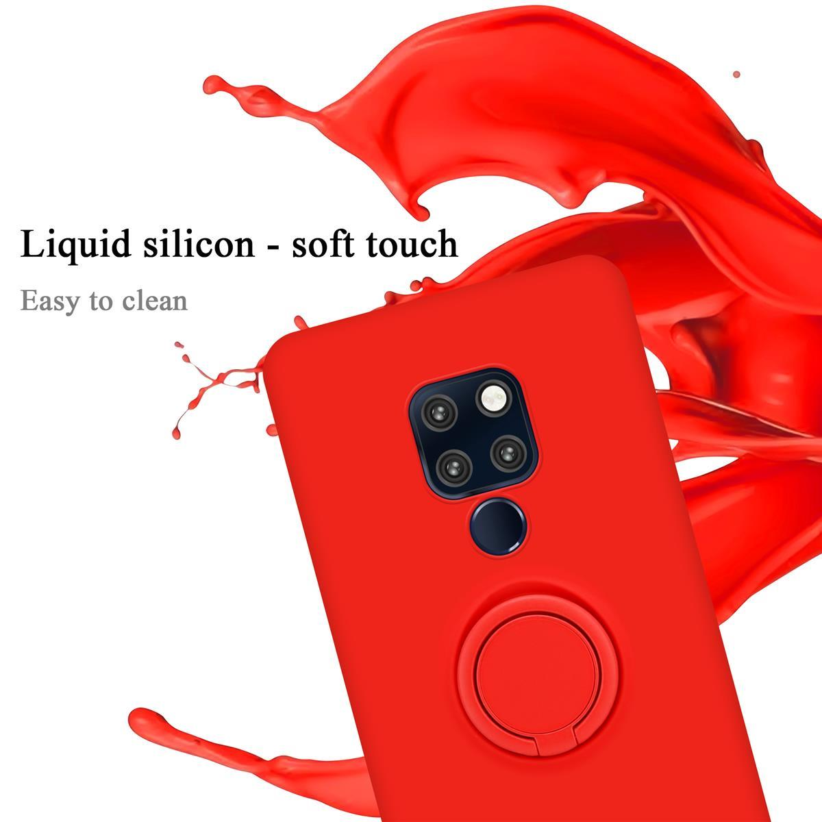 Custodia rossa. Testo silicone liquido. Schizzo di liquido rosso. Anello sulla custodia.