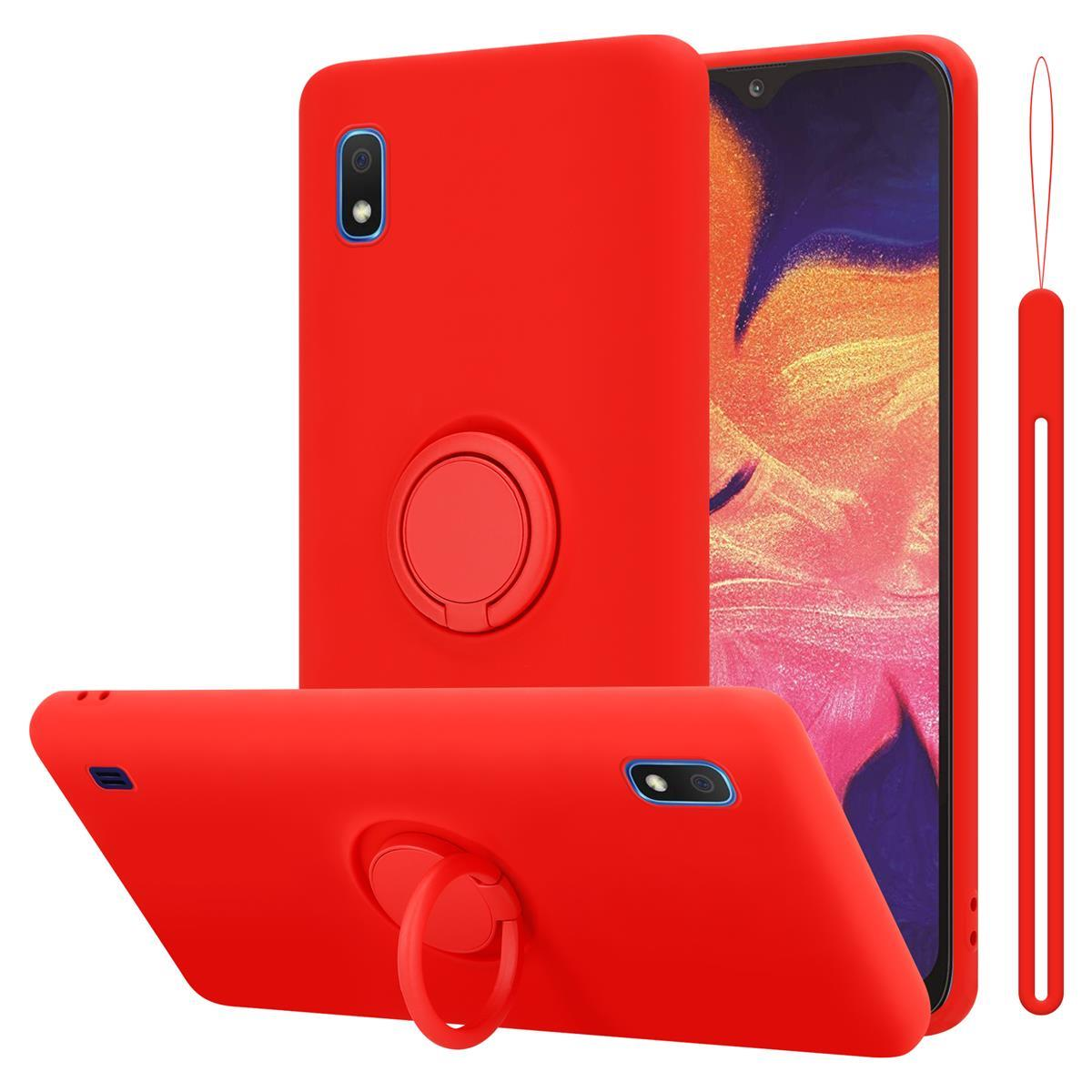 CADORABO Hülle im Liquid Ring Case Samsung, / LIQUID Silicone Backcover, Style, Galaxy A10 ROT M10