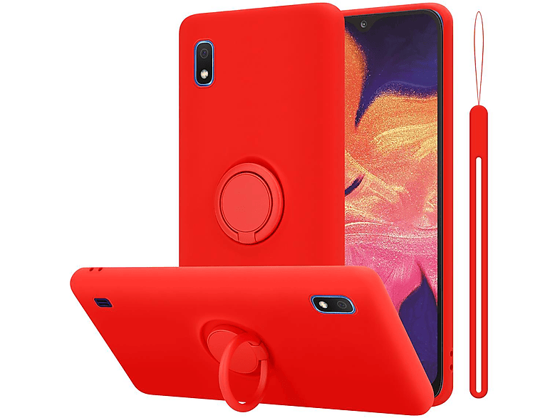Hülle Samsung, Case Style, A10 Ring Silicone CADORABO ROT LIQUID M10, Liquid Galaxy / Backcover, im