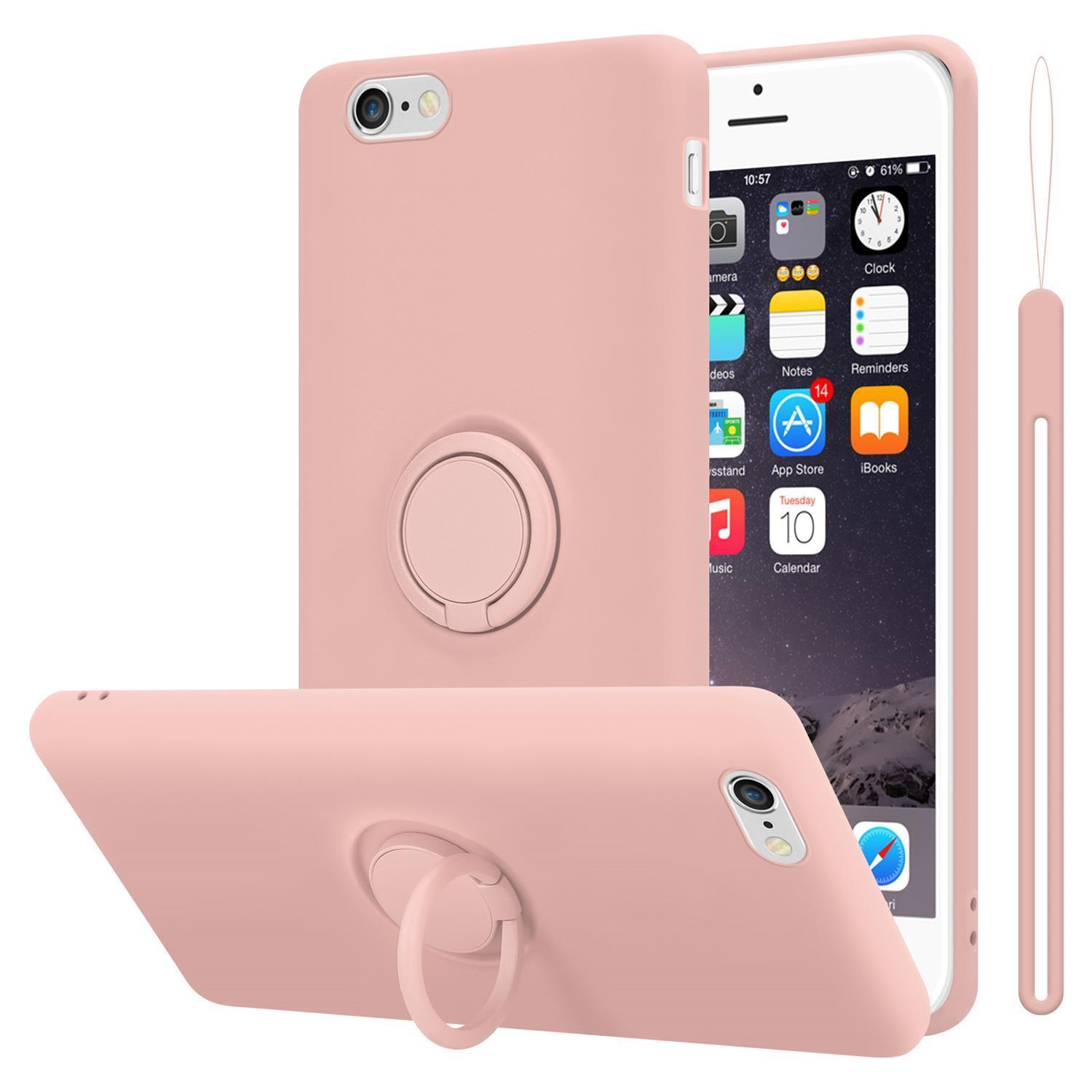 CADORABO Hülle im Liquid Ring LIQUID Backcover, Case Silicone PINK 6 iPhone 6S, Style, / Apple