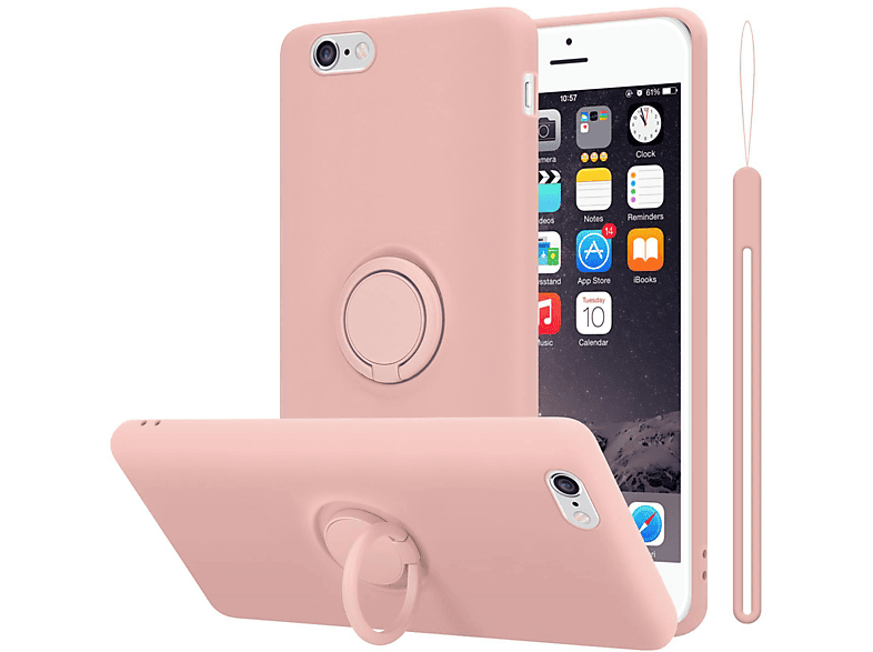 LIQUID Liquid Backcover, Ring Hülle PINK / 6S, Apple, 6 Style, im CADORABO Case iPhone Silicone