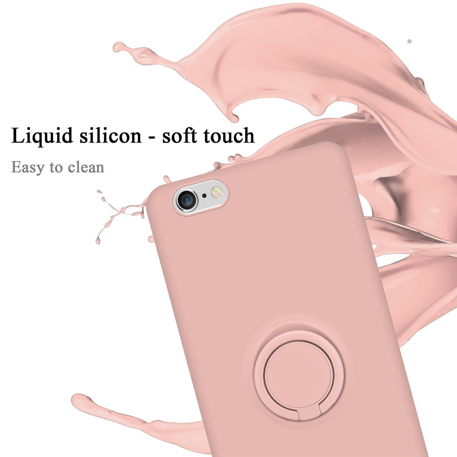 LIQUID / 6S, iPhone Ring CADORABO Hülle im Liquid Silicone Style, Apple, PINK Case Backcover, 6