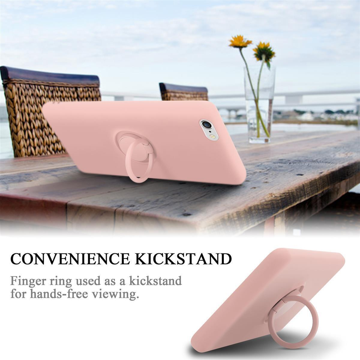 iPhone LIQUID Silicone Hülle Case PLUS Ring Liquid Apple, PINK / CADORABO 6 PLUS, Backcover, im 6S Style,