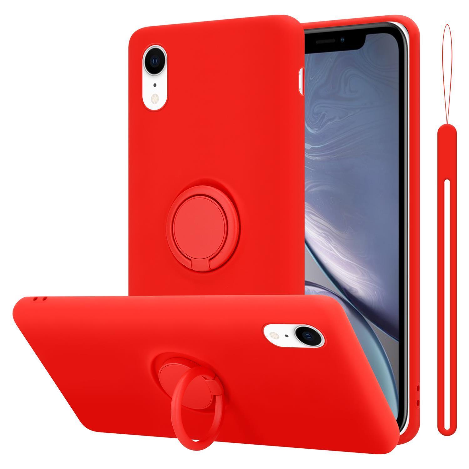 CADORABO Hülle Backcover, LIQUID Case Liquid Ring ROT XR, Style, im iPhone Apple, Silicone