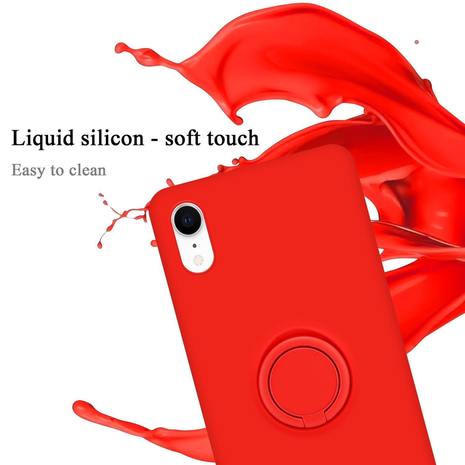 CADORABO Hülle im Liquid iPhone Case ROT LIQUID XR, Apple, Backcover, Style, Ring Silicone