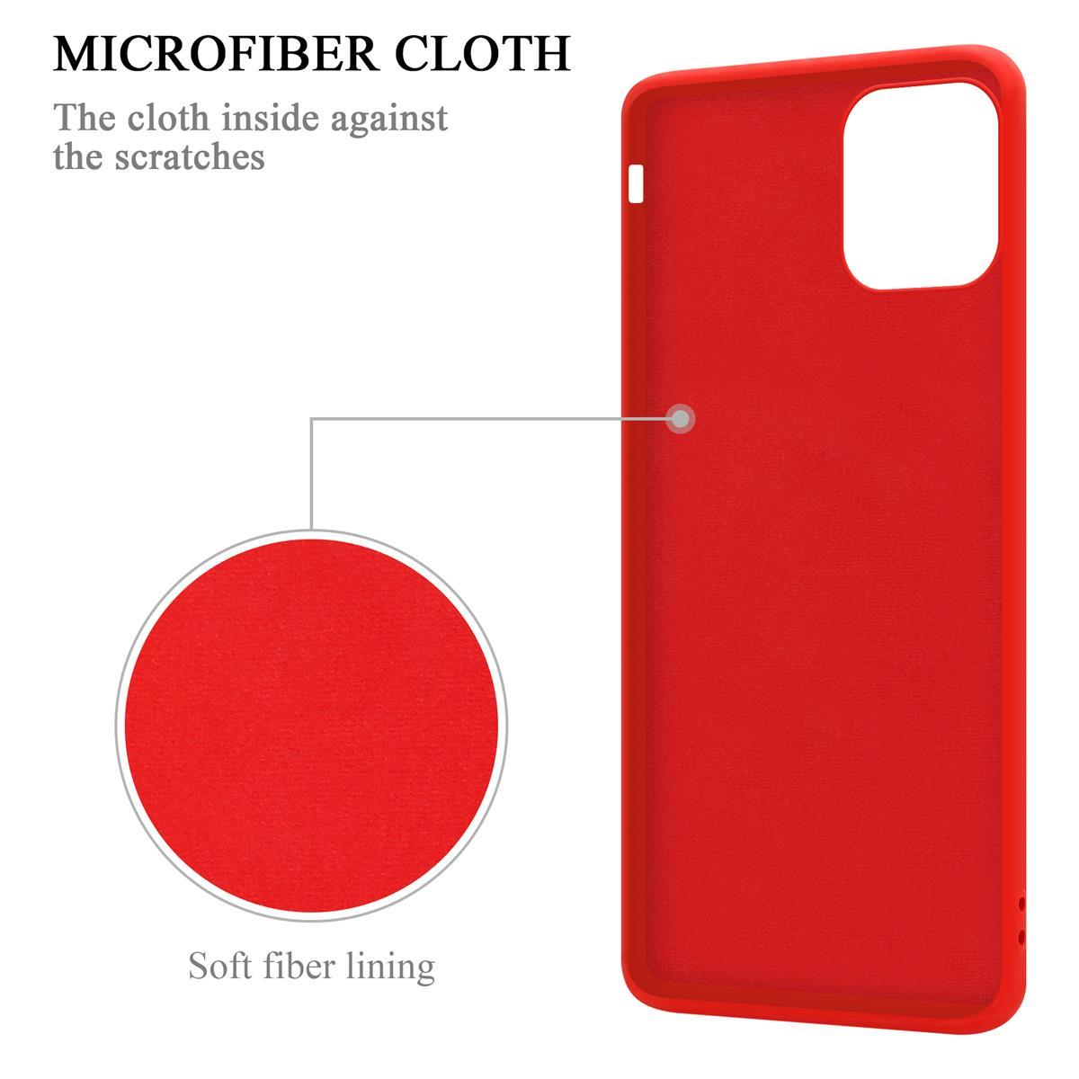 Custodia per telefono rossa con panno in microfibra e morbida fodera. Il panno protegge dai graffi.