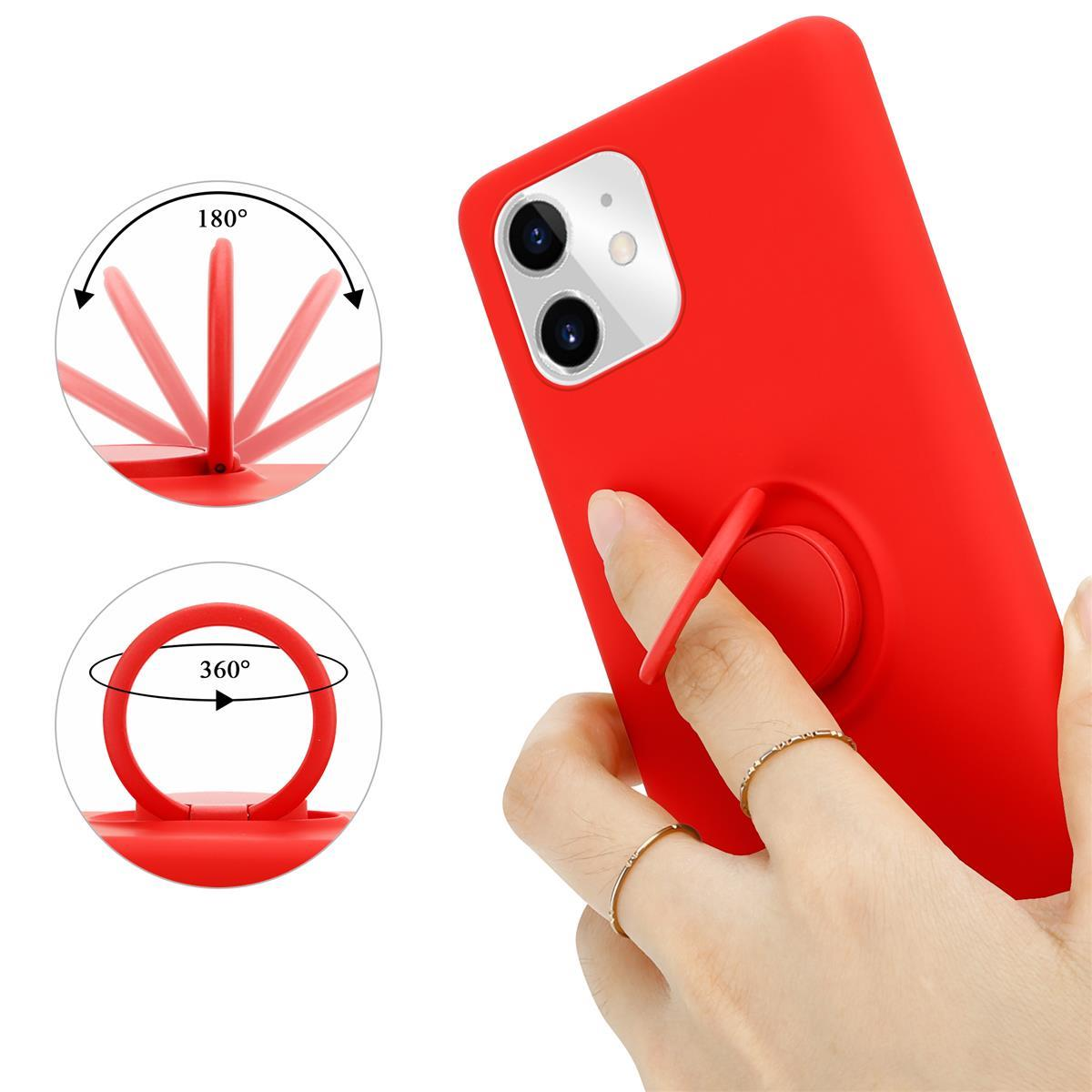 CADORABO Hülle im iPhone Silicone LIQUID Ring Liquid Style, Apple, Case Backcover, 11, ROT