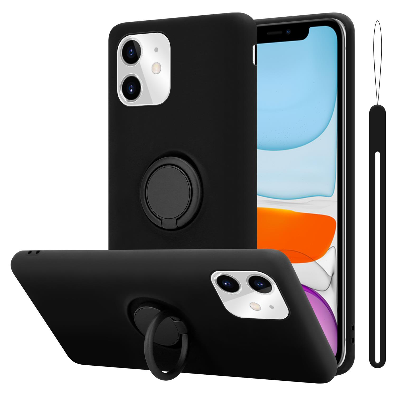 SCHWARZ Case 11, Hülle Apple, Ring iPhone Style, CADORABO LIQUID im Silicone Backcover, Liquid