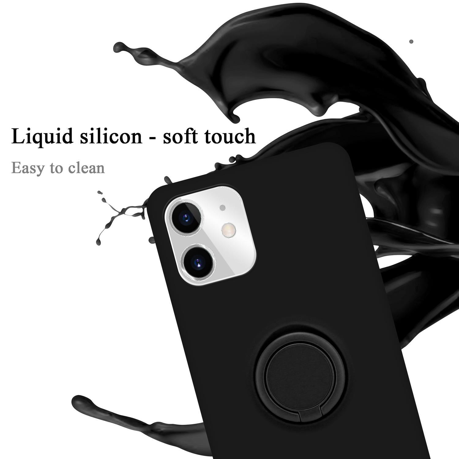 CADORABO Hülle im iPhone Silicone SCHWARZ Apple, 11, Style, Liquid Case LIQUID Backcover, Ring