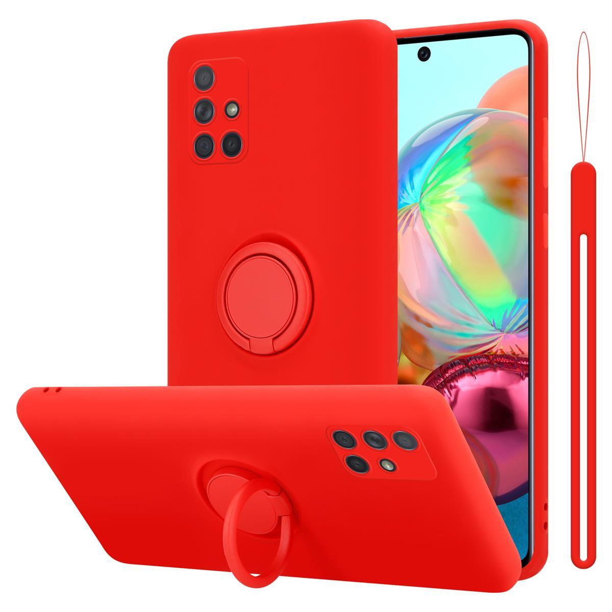 CADORABO Hülle Galaxy Backcover, Liquid Ring im Style, Case M40s, Silicone Samsung, LIQUID 4G ROT A51 