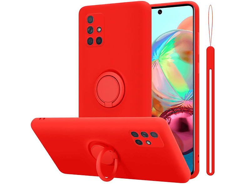 CADORABO Hülle im Liquid Ring Silicone Case Style, Backcover, Samsung, Galaxy A51 4G / M40s, LIQUID ROT
