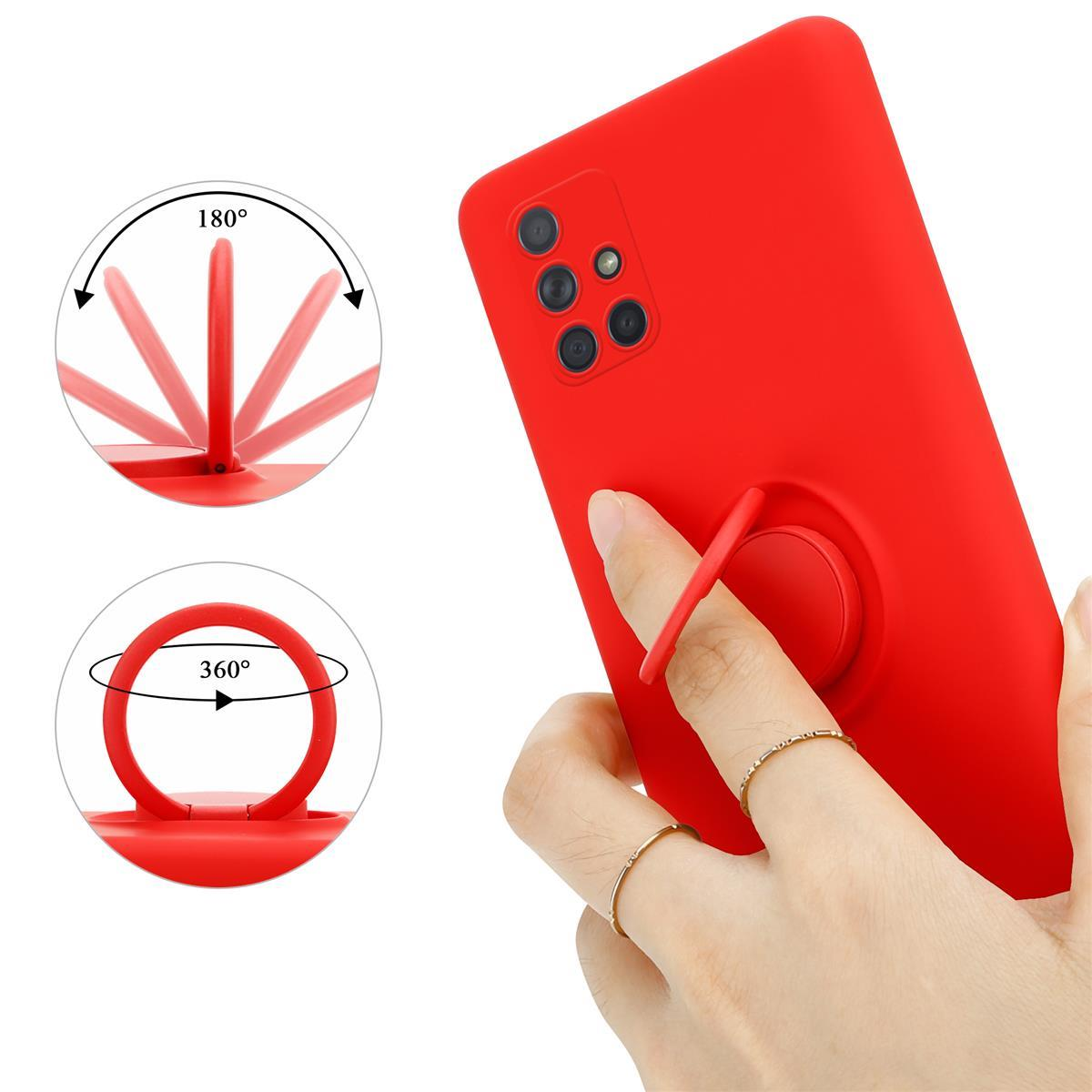 CADORABO Hülle ROT 4G Silicone Style, im Liquid Backcover, M40s, Galaxy LIQUID Samsung, / Ring Case A51