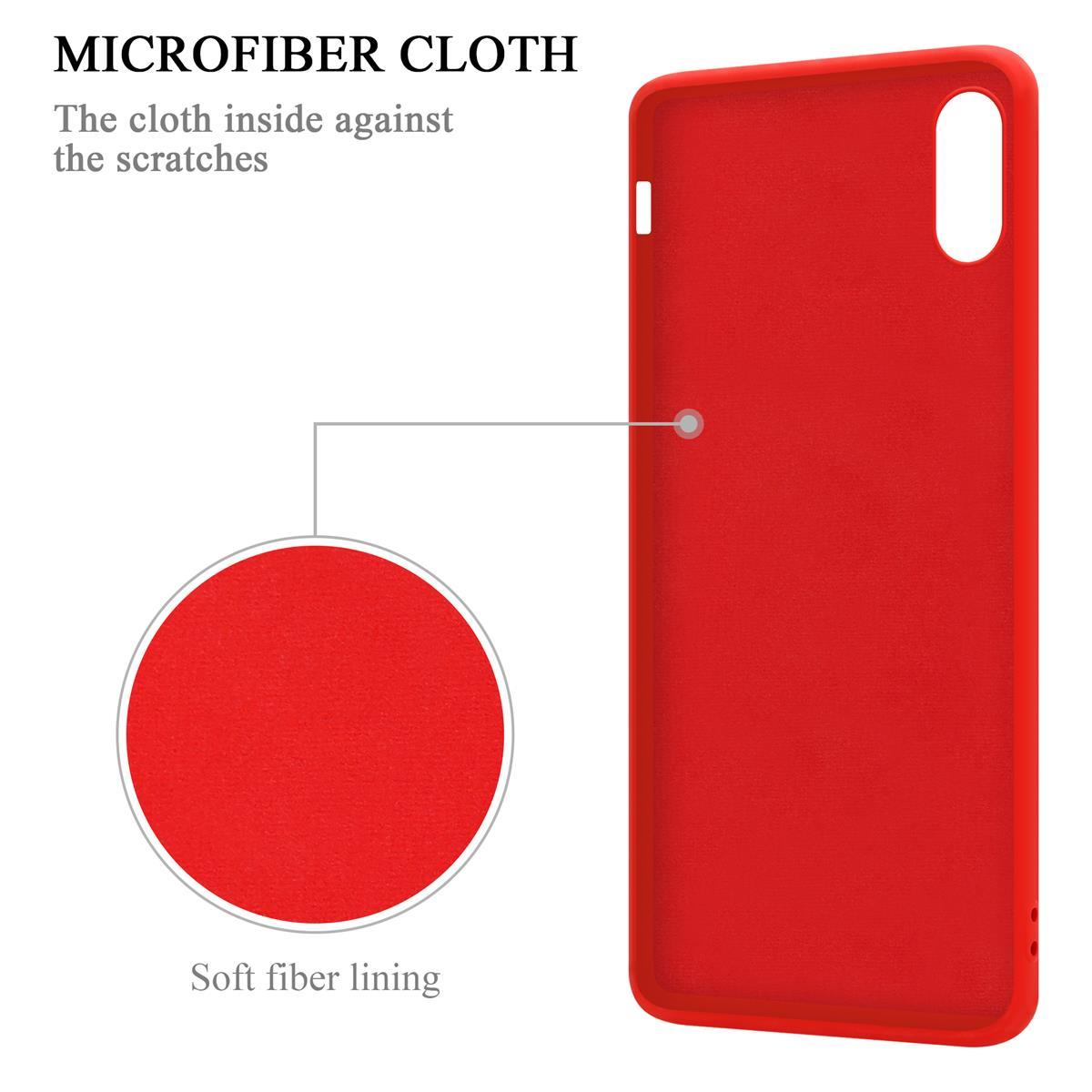 CADORABO Hülle Silicone iPhone ROT Backcover, Liquid Apple, LIQUID Case Style, MAX, XS Ring im