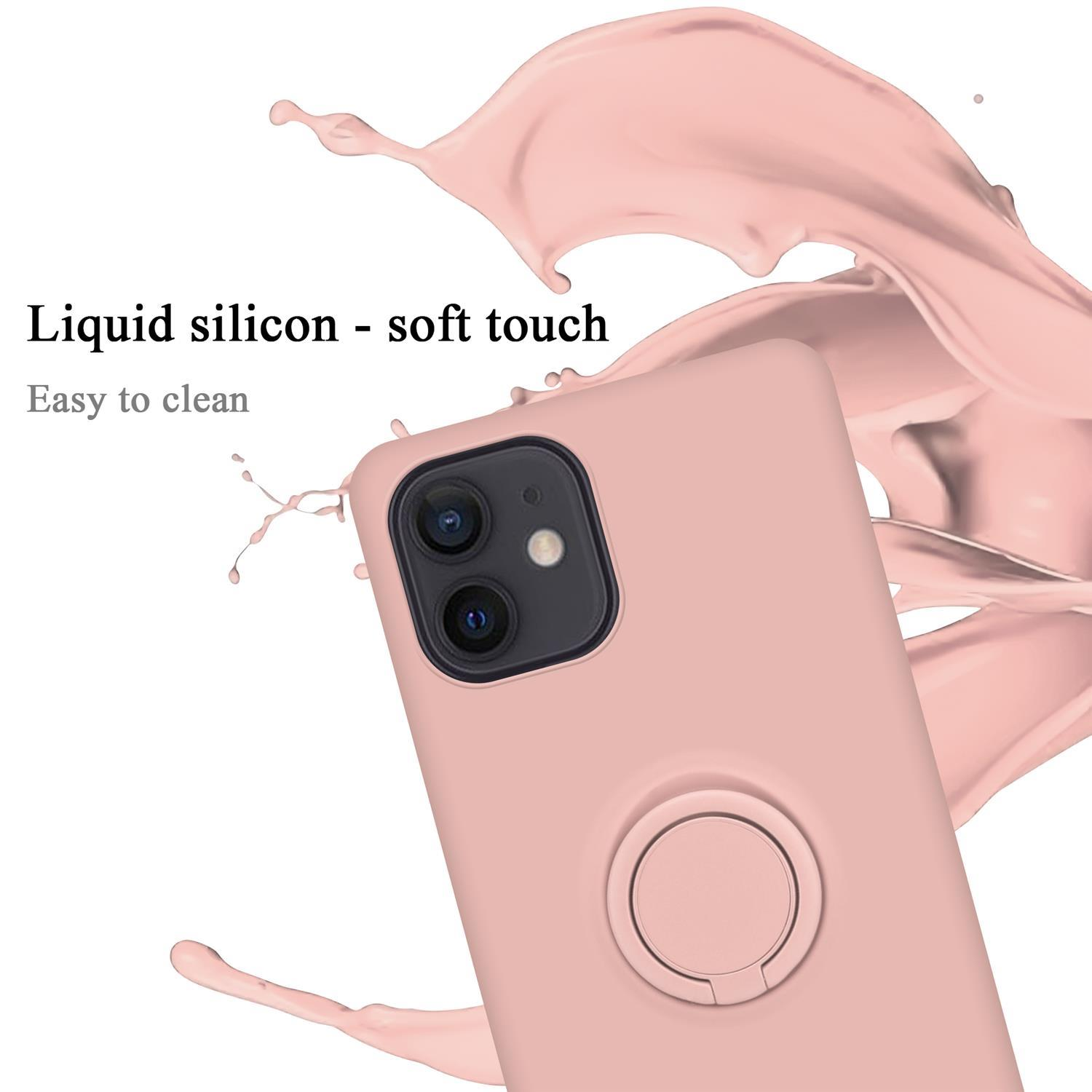 Rosa Handyhülle mit Ring. Der Text lautet: Flüssigsilikon - Soft Touch, leicht zu reinigen.