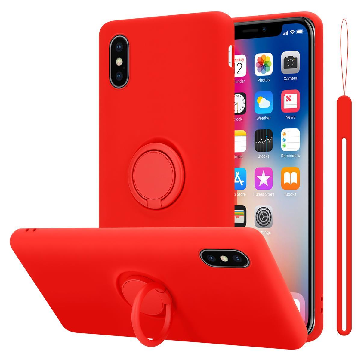 CADORABO ROT im Liquid Case Ring LIQUID iPhone Apple, Style, XS, X Silicone Backcover, Hülle /