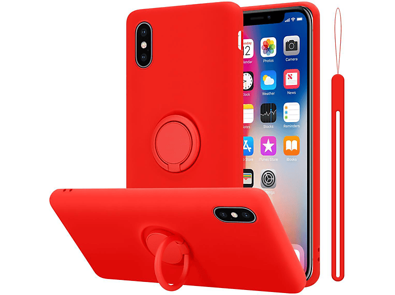 CADORABO Hülle im Liquid Ring Silicone Case Style, Backcover, Apple, iPhone X / XS, LIQUID ROT