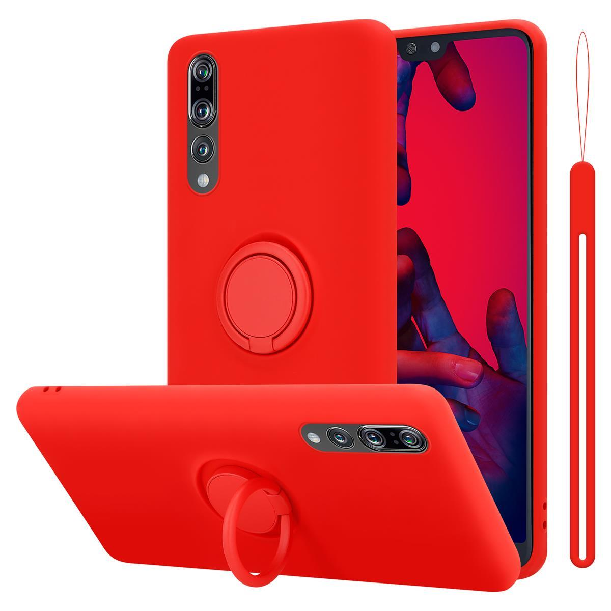 CADORABO Hülle im Liquid Ring PLUS, Huawei, Style, P20 Backcover, Silicone ROT Case P20 PRO / LIQUID