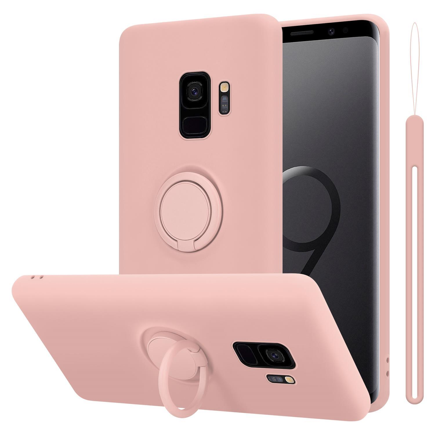 CADORABO PINK Ring im Silicone Backcover, Liquid Style, Galaxy Hülle LIQUID Samsung, Case S9,