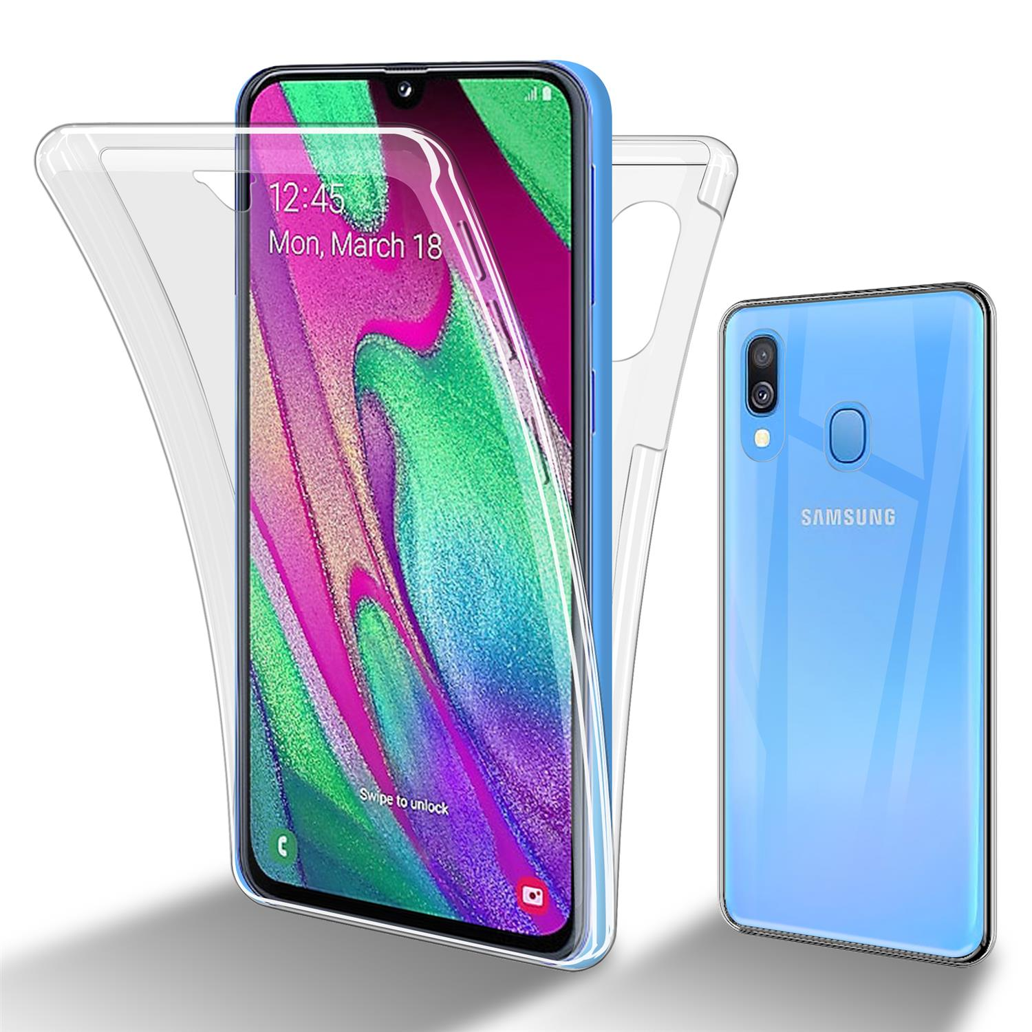 Ein Telefon mit einer transparenten Hülle, die das Telefon im Inneren zeigt. Ein weiteres Telefon befindet sich rechts.