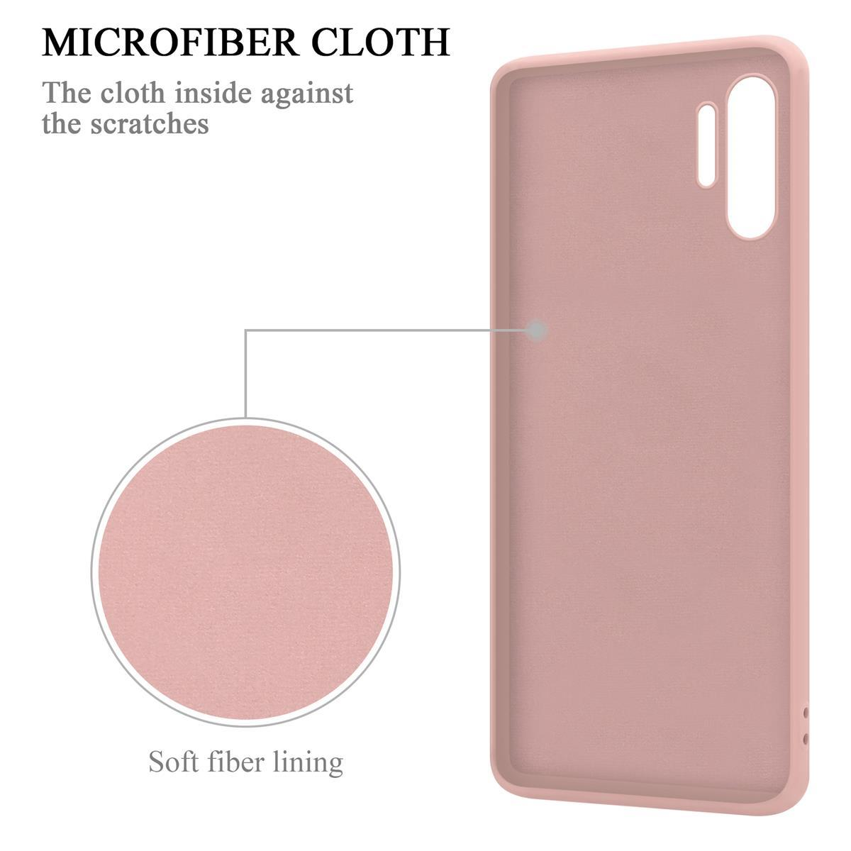 Interno custodia telefono rosa con panno in microfibra e rivestimento in fibra morbida, diagramma.