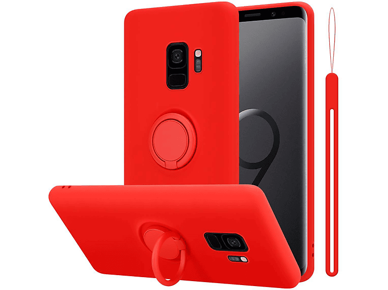 Silicone im Ring Style, S9, Galaxy CADORABO ROT Backcover, LIQUID Hülle Samsung, Liquid Case