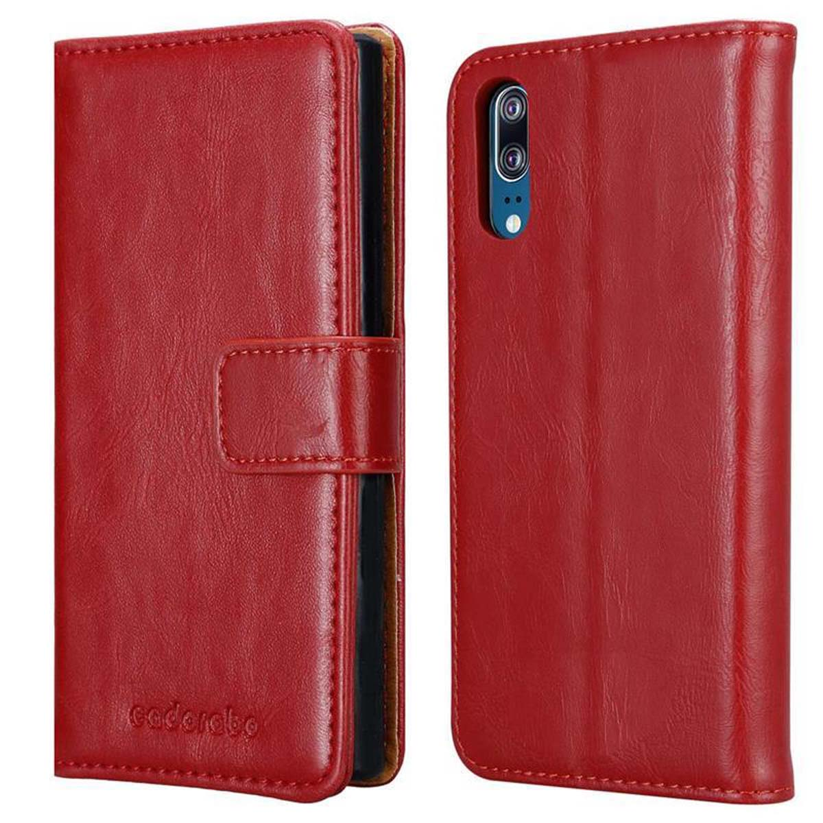 CADORABO Hülle Luxury Book Style, Huawei, WEIN Bookcover, ROT P20