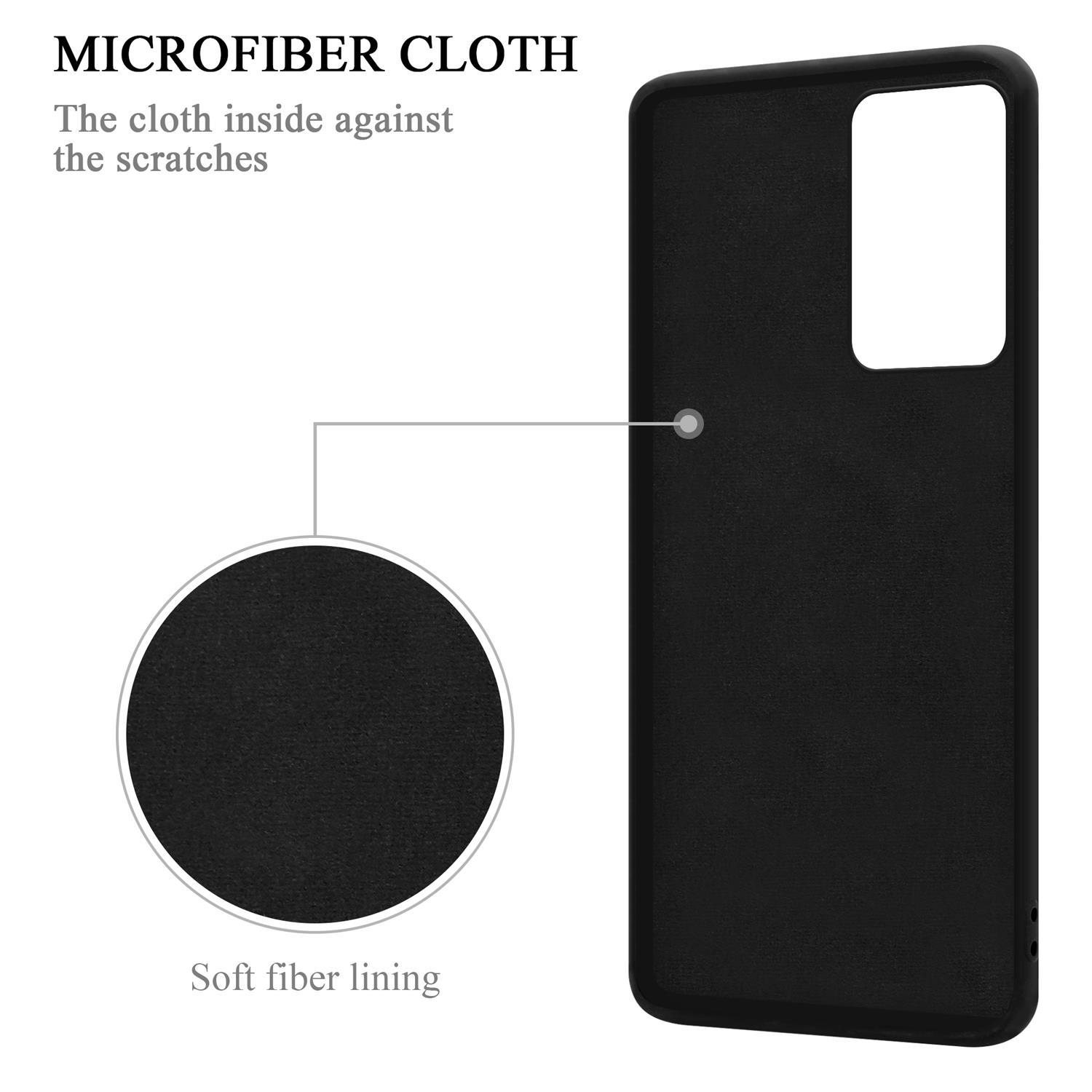 Panno in microfibra nero all'interno di una custodia. Testo: 'MICROFIBER CLOTH' e 'Fodera in fibra morbida'.