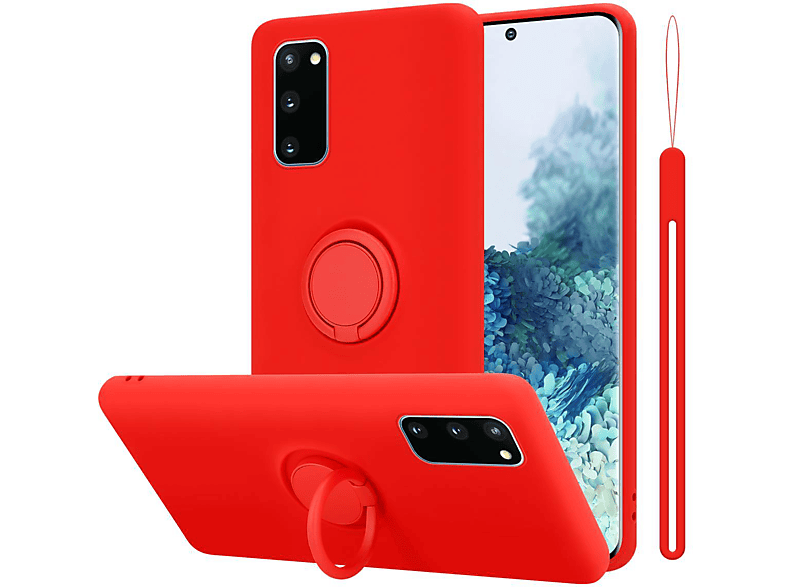 CADORABO Hülle im Liquid ROT FE, Samsung, Style, Galaxy Backcover, Case Silicone Ring S20 LIQUID