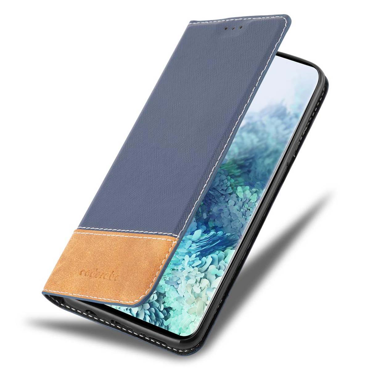 CADORABO Kunstleder Hülle, Bookcover, S20, Samsung, BLAU Galaxy DUNKEL BRAUN