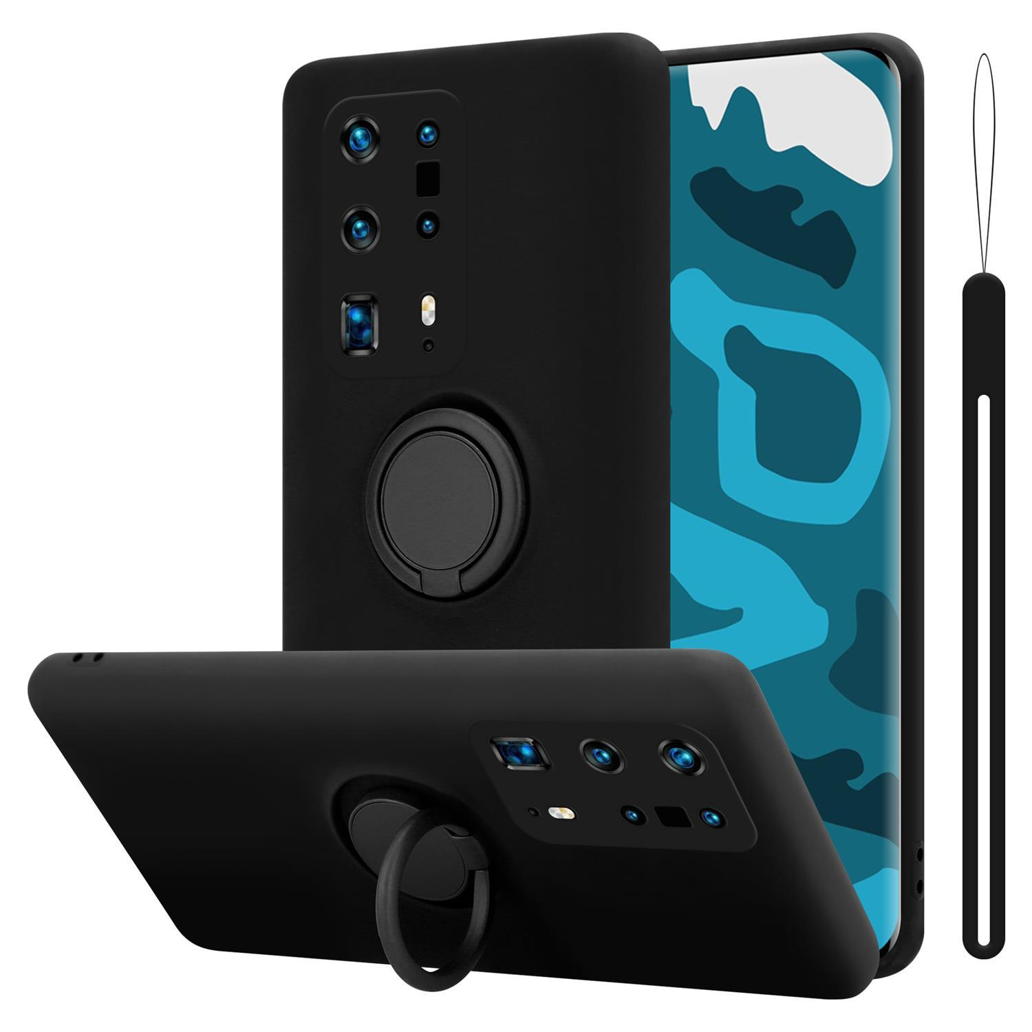 Cadorabo Custodia Per Huawei P40 PRO / P40 PRO+ - Bicolore Blu E Nero - Cover In Silicone TPU E Retro In Vetro Temperato - Protezione Antiurto