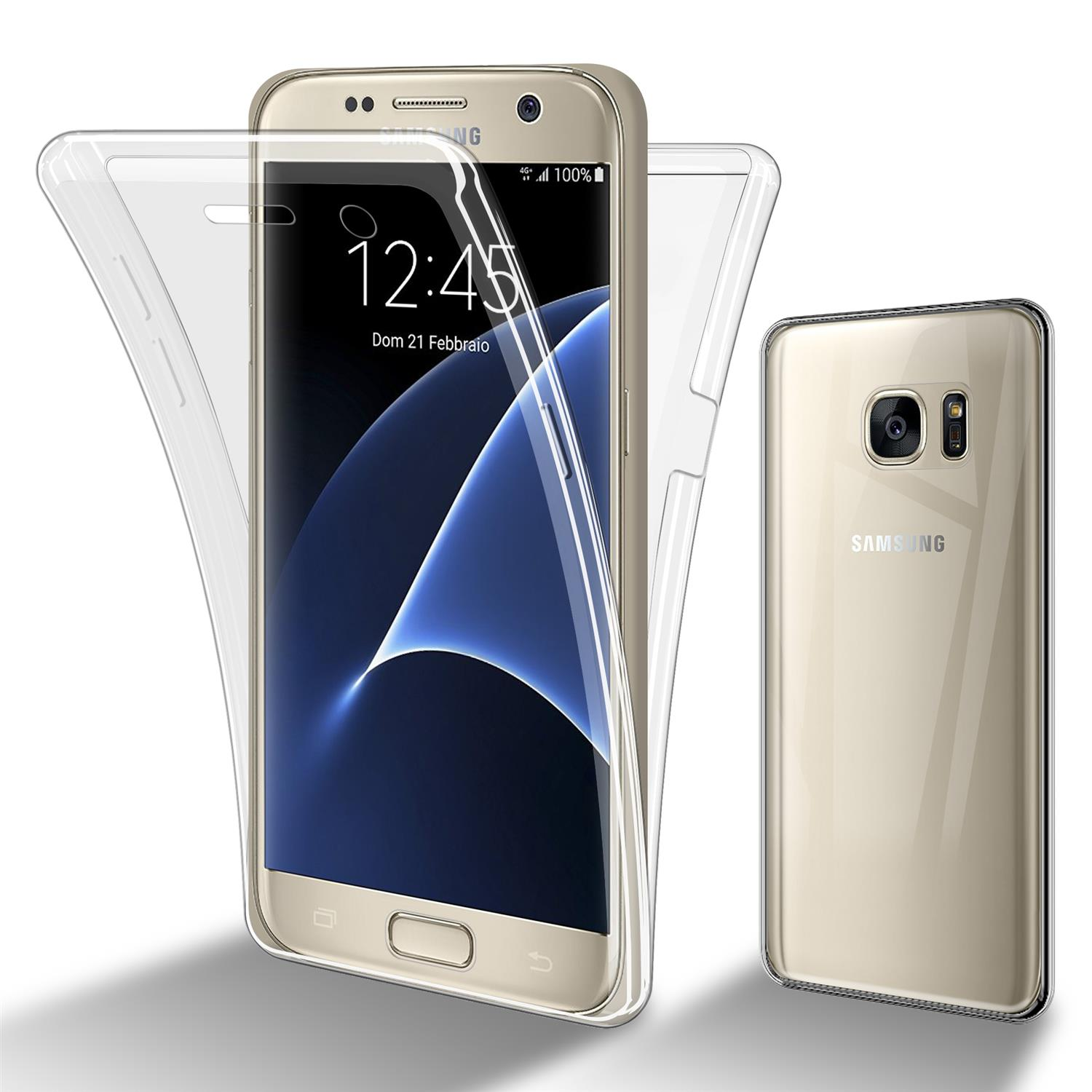 S7, 360 Grad Samsung, CADORABO Case TPU Backcover, Galaxy Hülle, TRANSPARENT