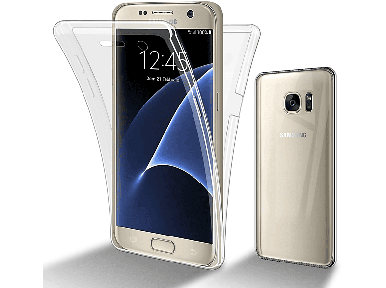 S7, 360 Grad Samsung, CADORABO Case TPU Backcover, Galaxy Hülle, TRANSPARENT