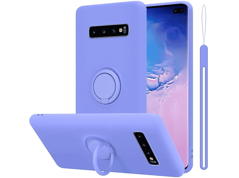 CADORABO Hülle Galaxy Silicone Backcover, LIQUID Liquid im S10 PLUS, LILA Style, Case Samsung, Ring HELL