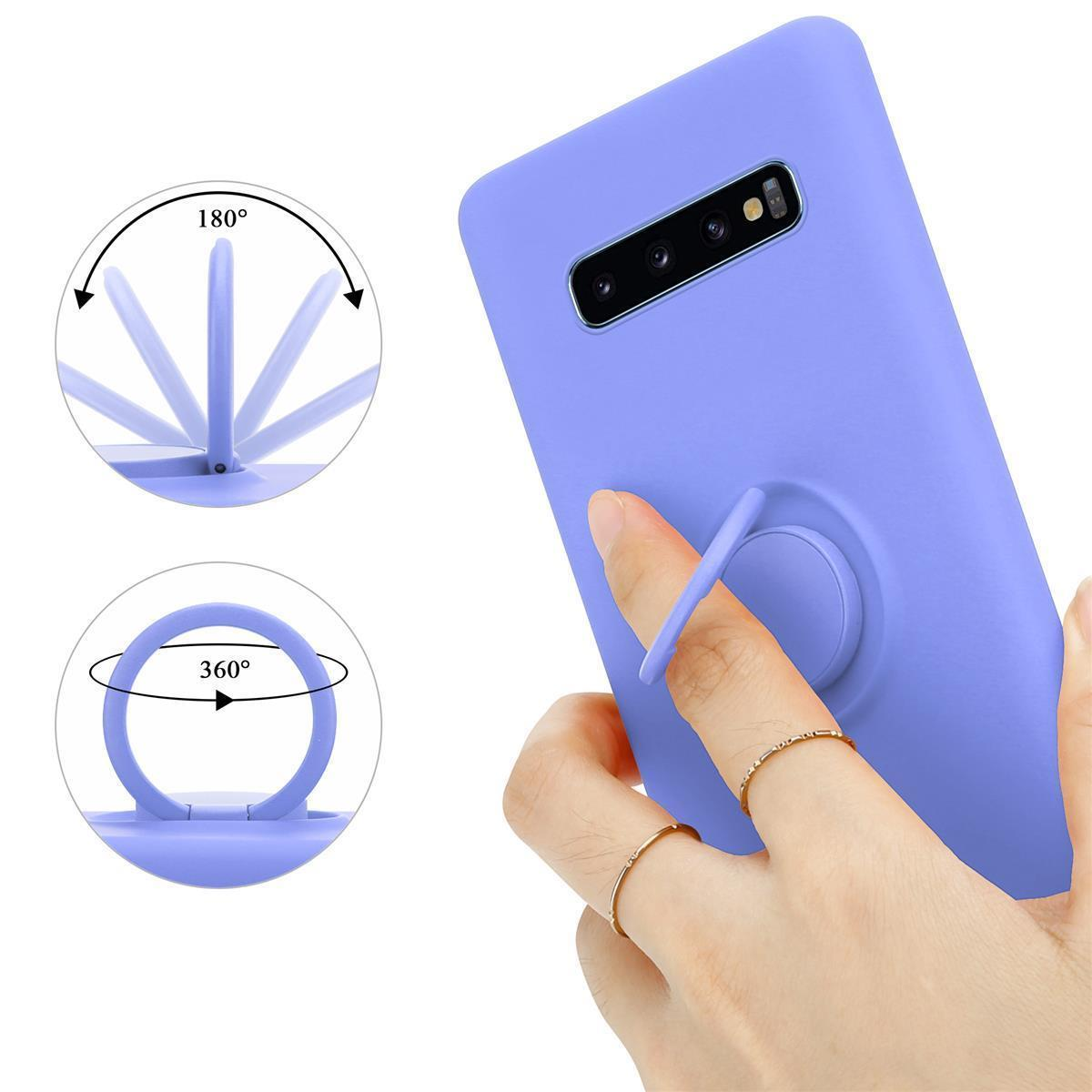 CADORABO Hülle Galaxy Silicone Backcover, LIQUID Liquid im S10 PLUS, LILA Style, Case Samsung, Ring HELL