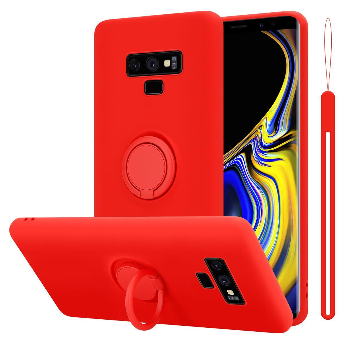 Custodie per telefono rosse con supporto ad anello e un telefono all'interno.