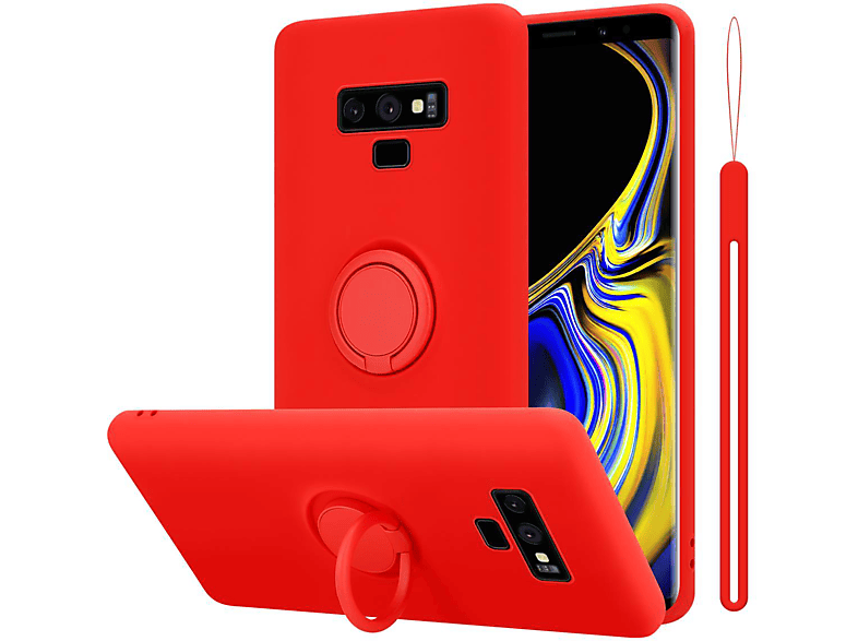 Hülle NOTE im Silicone LIQUID Backcover, 9, Ring Style, ROT Galaxy CADORABO Samsung, Liquid Case