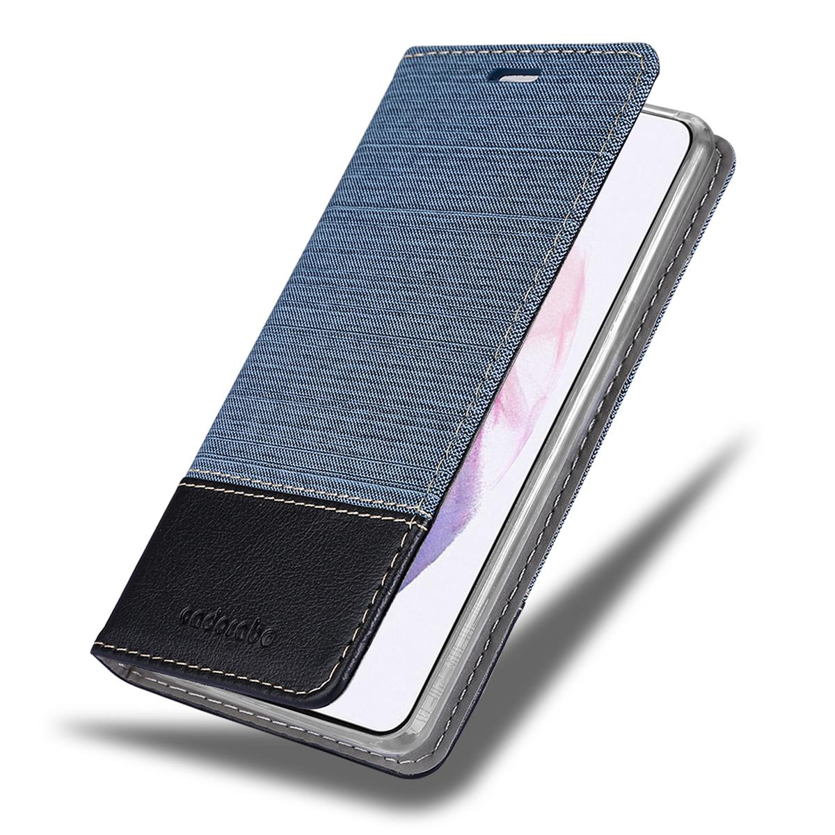 Jeans-Handyhülle, offen. Telefon mit Bildschirm.