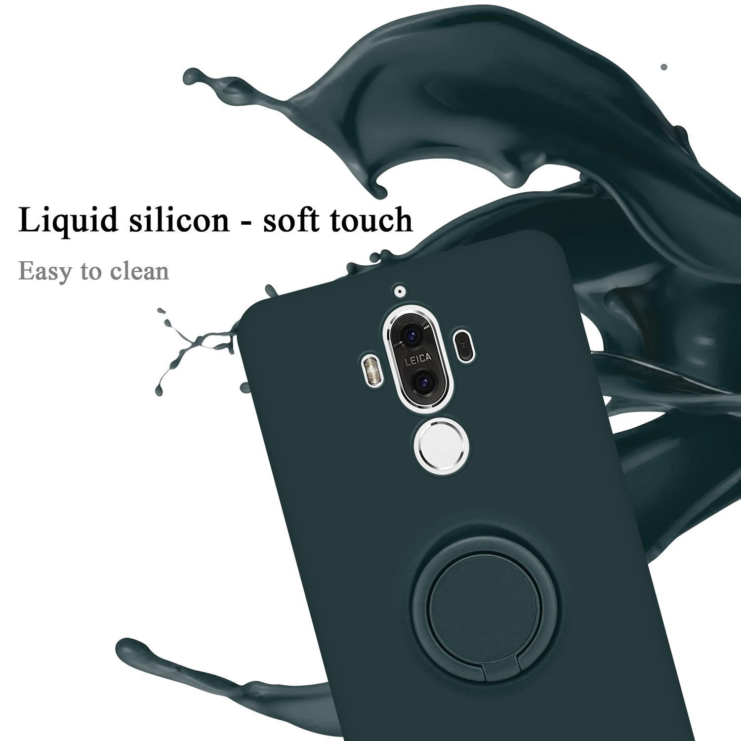CADORABO Hülle im Backcover, Huawei, Case Silicone LIQUID Ring GRÜN MATE Style, Liquid 9