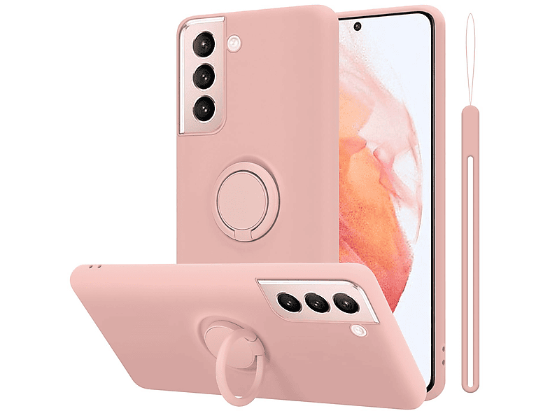 CADORABO Hülle im Ring LIQUID Galaxy Case 5G, Style, S21 Backcover, Silicone Samsung, PINK Liquid