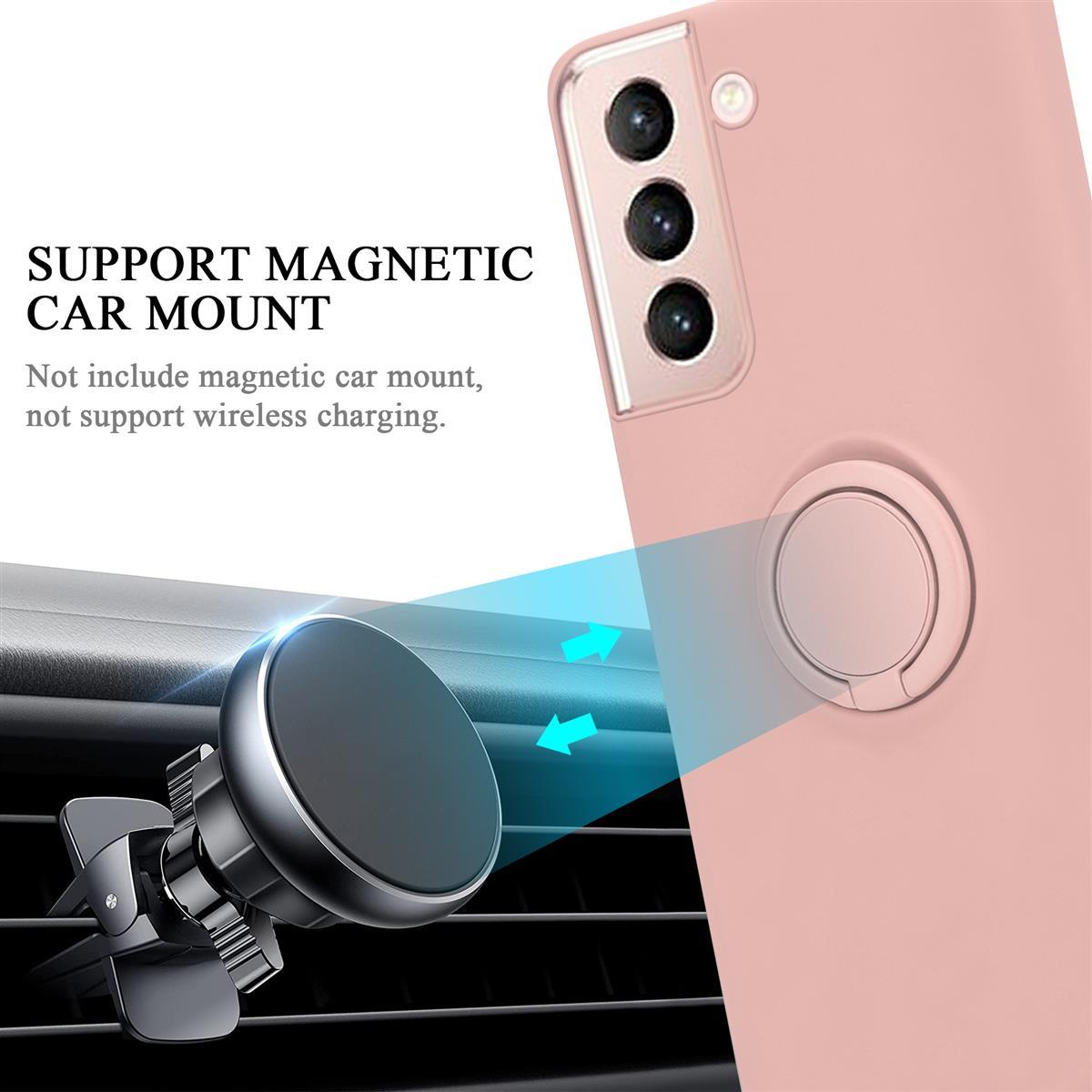 CADORABO Hülle im Ring LIQUID Galaxy Case 5G, Style, S21 Backcover, Silicone Samsung, PINK Liquid